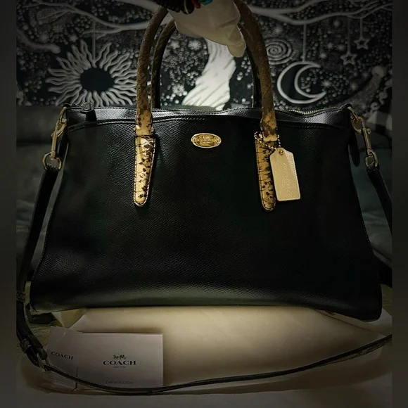 Vintage style Y2K Coach Black Satchel with Brown Accents tote shoulder bag - Picture 11 of 17